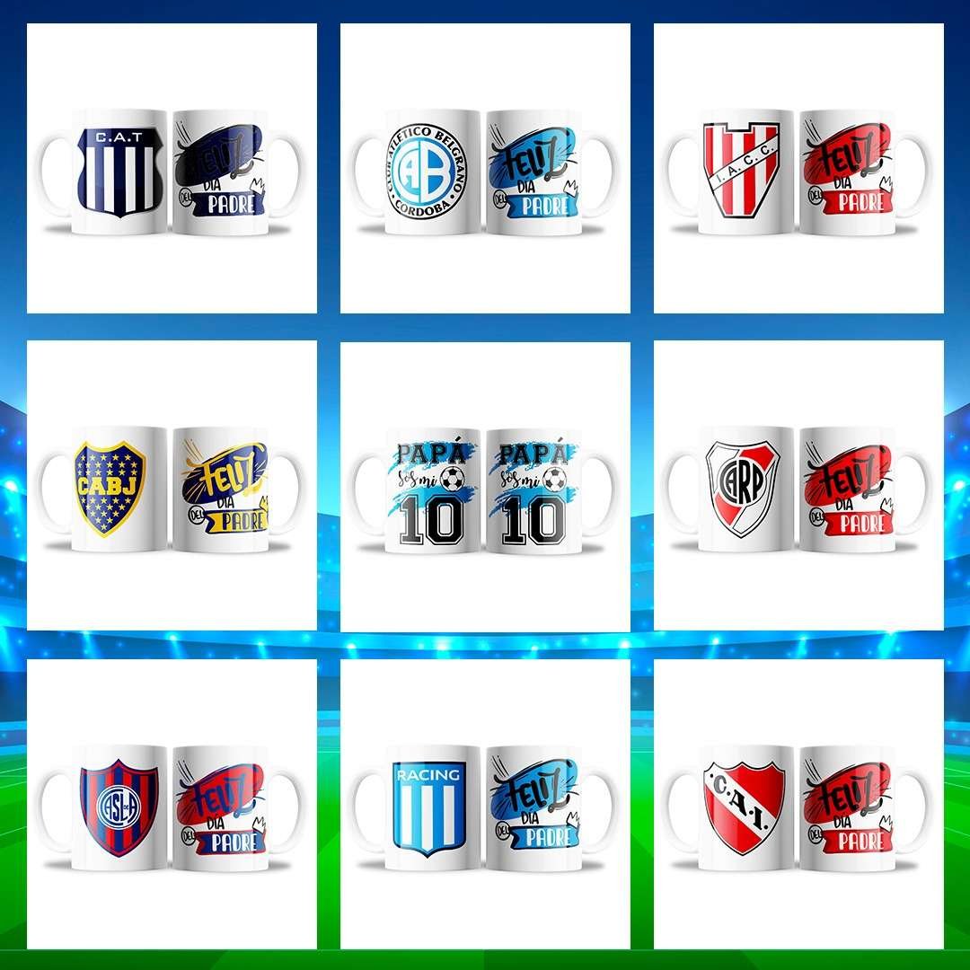 TAZAS DE CERÁMICA EQUIPOS DE FUTBOL PAPÁ - Sofia Gift and Deco