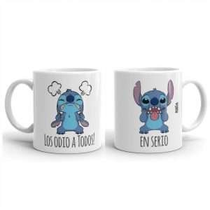 TAZA DE CERÁMICA STITCH LOS ODIO A TODOS,ENSERIO