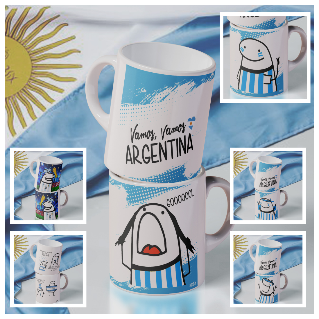 TAZAS DE CERÁMICA FLORK MUNDIAL - Sofia Gift and Deco