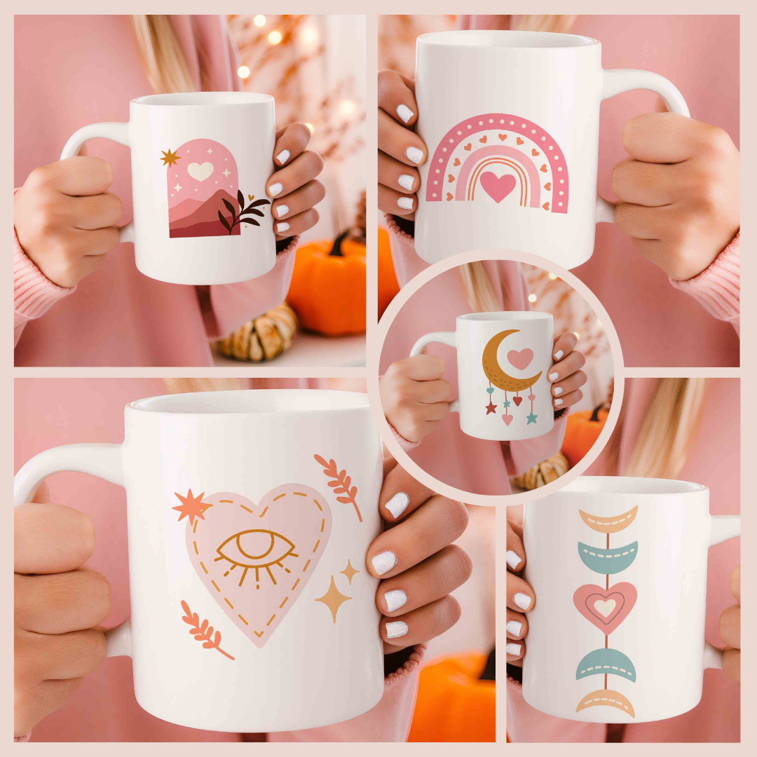 TAZA DE CERÁMICA BOHO ROSA - Sofia Gift and Deco